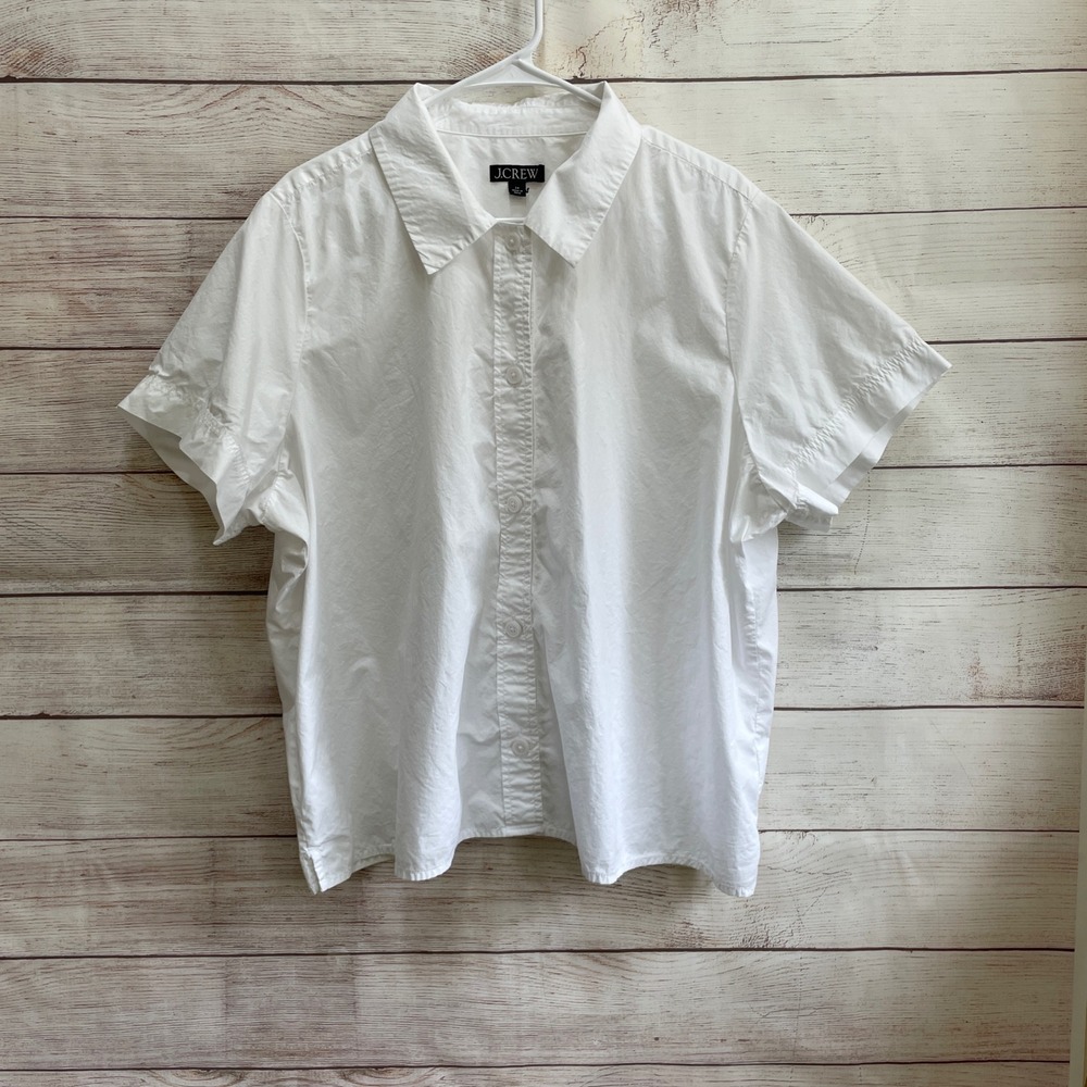 J CREW CRISP COOL WHITE BLOUSE
